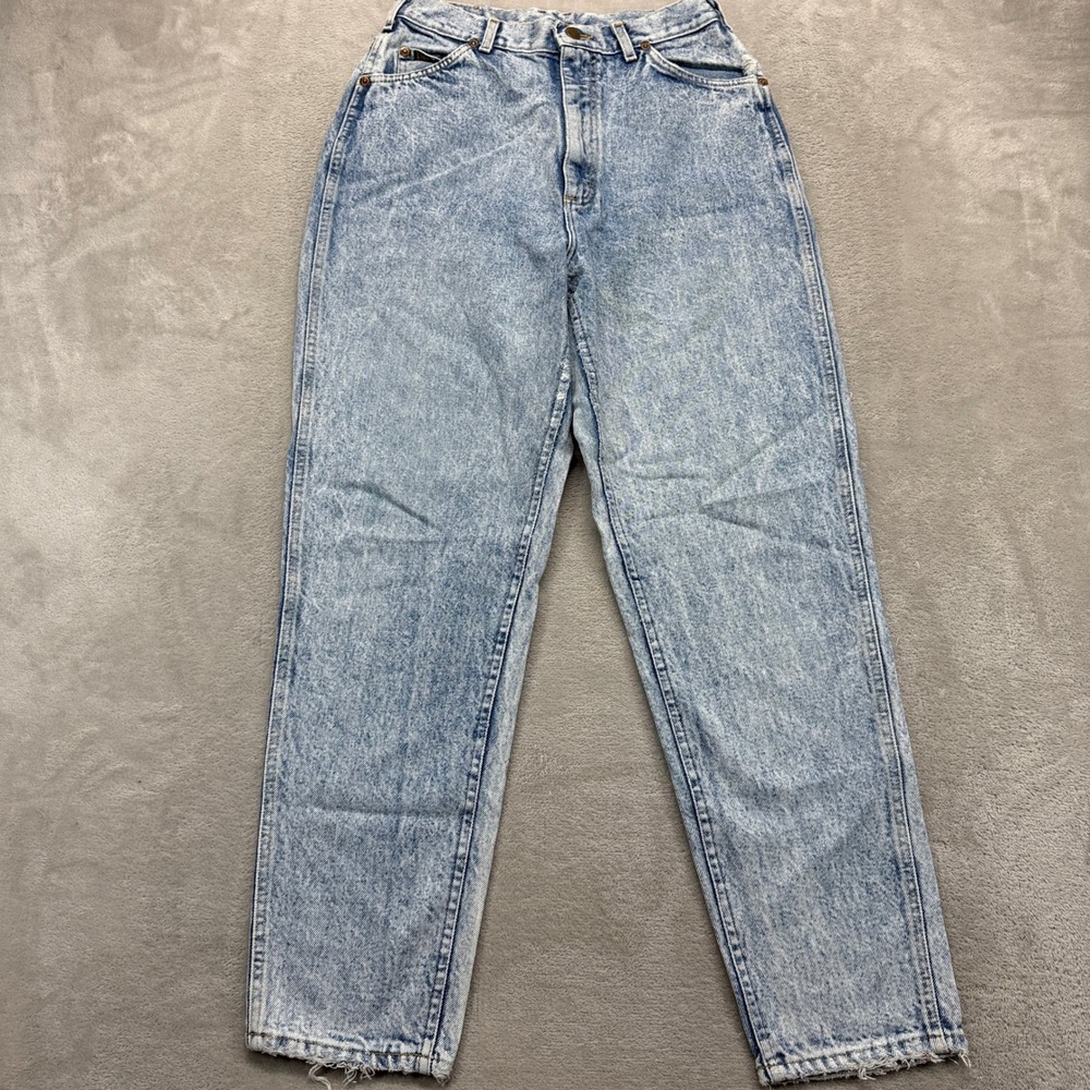 Vintage Lee Jeans Womens 12 Medium Acid Wash Light Denim High‎ Rise Straight Leg